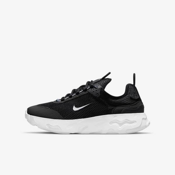 Trampki Dziecięce Nike React Live Older Czarne Ciemny Szare Białe | NK081AVQ