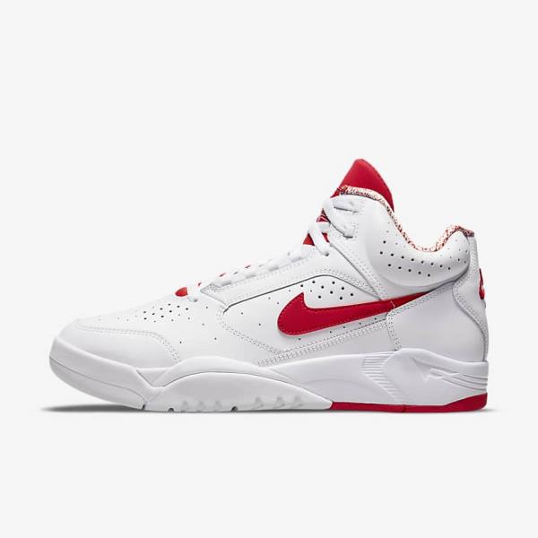 Trampki Męskie Nike Air Flight Lite Mid Białe Czerwone | NK701XSQ