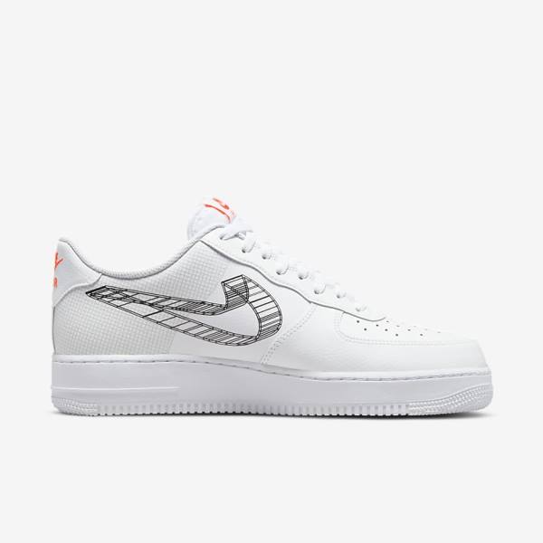 Trampki Męskie Nike Air Force 1 07 Białe Pomarańczowe Platyna Czarne | NK493IMW