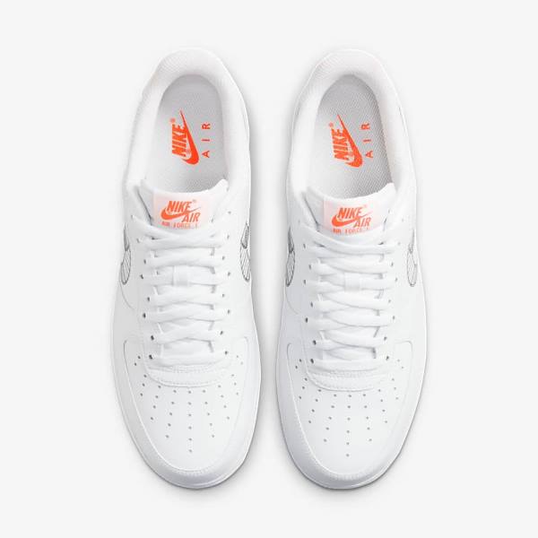 Trampki Męskie Nike Air Force 1 07 Białe Pomarańczowe Platyna Czarne | NK493IMW