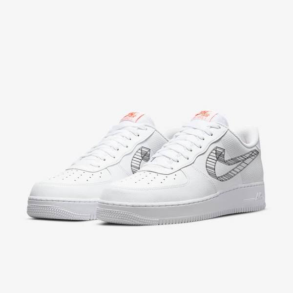 Trampki Męskie Nike Air Force 1 07 Białe Pomarańczowe Platyna Czarne | NK493IMW