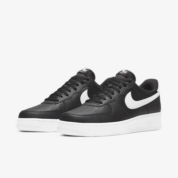 Trampki Męskie Nike Air Force 1 07 Czarne Białe | NK326JVZ