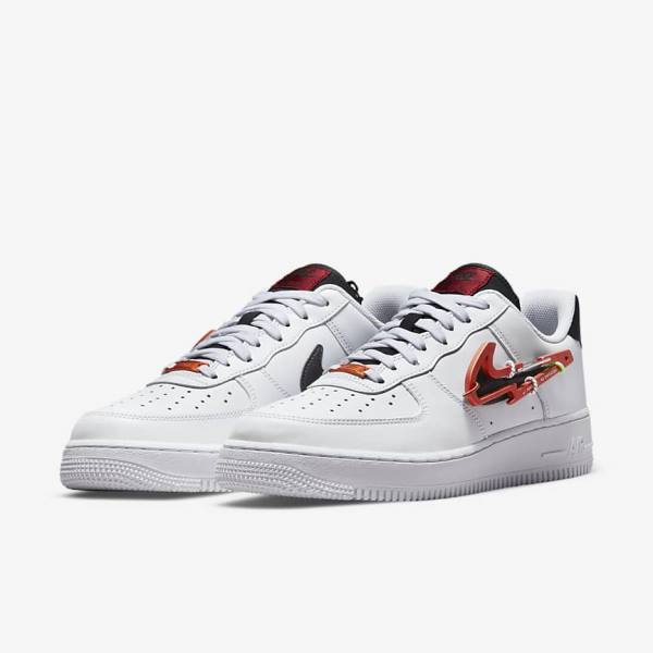 Trampki Męskie Nike Air Force 1 07 Premium Białe Bordowe Czerwone Czarne | NK371EVY