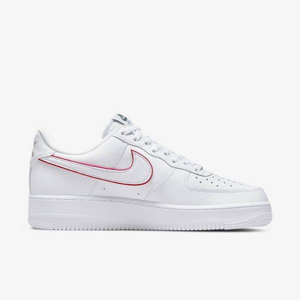 Trampki Męskie Nike Air Force 1 Białe Zielone Metal Srebrne Czerwone | NK376GBY