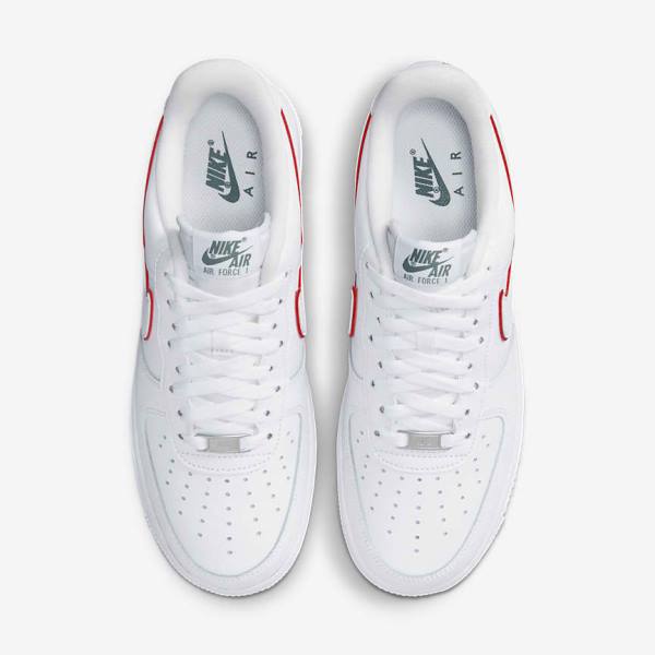 Trampki Męskie Nike Air Force 1 Białe Zielone Metal Srebrne Czerwone | NK376GBY