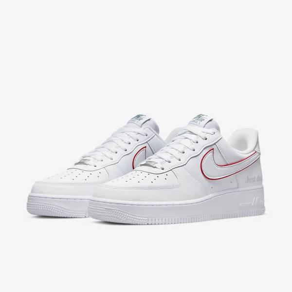 Trampki Męskie Nike Air Force 1 Białe Zielone Metal Srebrne Czerwone | NK376GBY