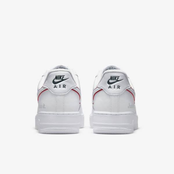 Trampki Męskie Nike Air Force 1 Białe Zielone Metal Srebrne Czerwone | NK376GBY