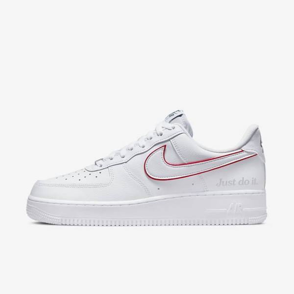 Trampki Męskie Nike Air Force 1 Białe Zielone Metal Srebrne Czerwone | NK376GBY