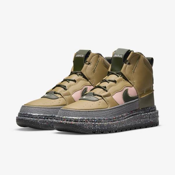 Trampki Męskie Nike Air Force 1 Boot Brązowe Oliwkowe Różowe | NK425HBC