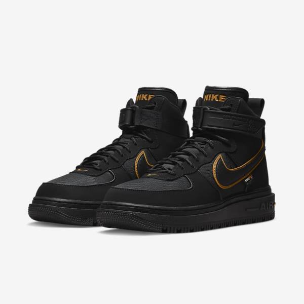 Trampki Męskie Nike Air Force 1 Boot Czarne Brązowe Złote | NK023KYQ