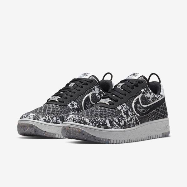 Trampki Męskie Nike Air Force 1 Crater Flyknit Next Nature Czarne Białe Platyna Czarne | NK524AQN