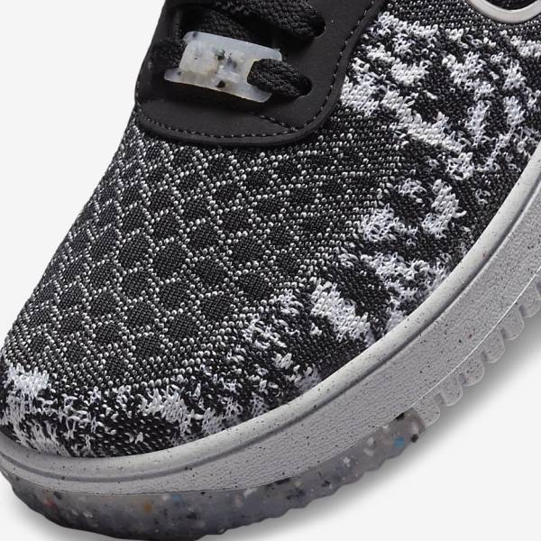 Trampki Męskie Nike Air Force 1 Crater Flyknit Next Nature Czarne Białe Platyna Czarne | NK524AQN