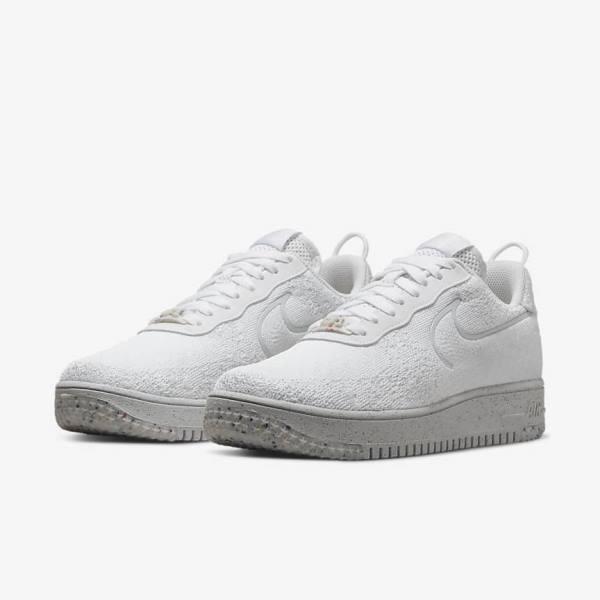 Trampki Męskie Nike Air Force 1 Crater Flyknit Next Nature Białe Platyna Białe | NK912UMC