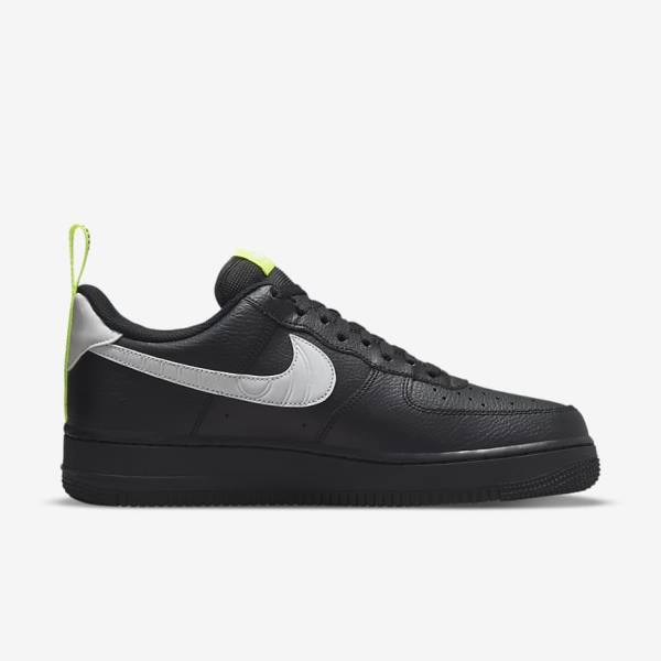 Trampki Męskie Nike Air Force 1 Czarne Srebrne Białe | NK172VRK