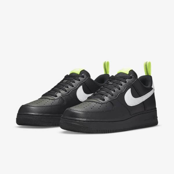 Trampki Męskie Nike Air Force 1 Czarne Srebrne Białe | NK172VRK