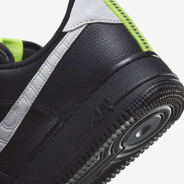 Trampki Męskie Nike Air Force 1 Czarne Srebrne Białe | NK172VRK