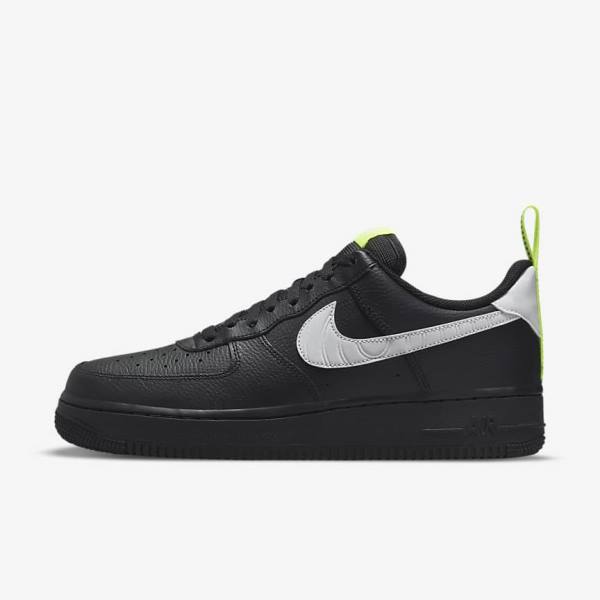 Trampki Męskie Nike Air Force 1 Czarne Srebrne Białe | NK172VRK