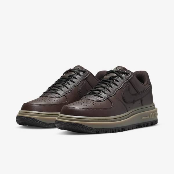 Trampki Męskie Nike Air Force 1 Luxe Brązowe Czarne Ciemny Brązowe | NK098KQG