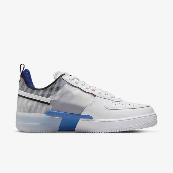 Trampki Męskie Nike Air Force 1 React Białe Głęboka Niebieskie Królewski Niebieski Niebieskie Białe | NK261UYR