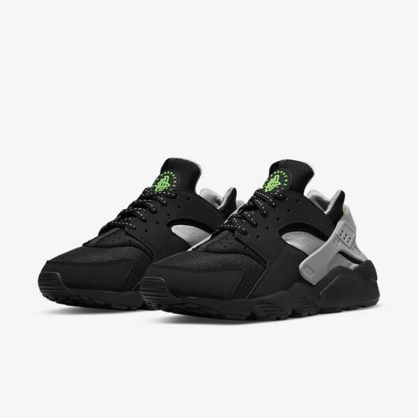 Trampki Męskie Nike Air Huarache Czarne Metal Srebrne Srebrne Zielone | NK297CQY