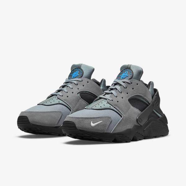 Trampki Męskie Nike Air Huarache Szare Głęboka Niebieskie Czarne Metal Srebrne | NK194UVR