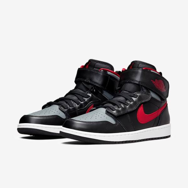 Trampki Męskie Nike Air Jordan 1 Hi FlyEase Czarne Szare Białe Czerwone | NK420YND