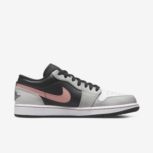 Trampki Męskie Nike Air Jordan 1 Low Czarne Szare Białe Koralowe | NK165VHU