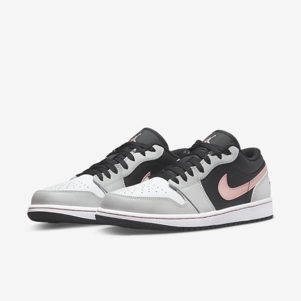 Trampki Męskie Nike Air Jordan 1 Low Czarne Szare Białe Koralowe | NK165VHU