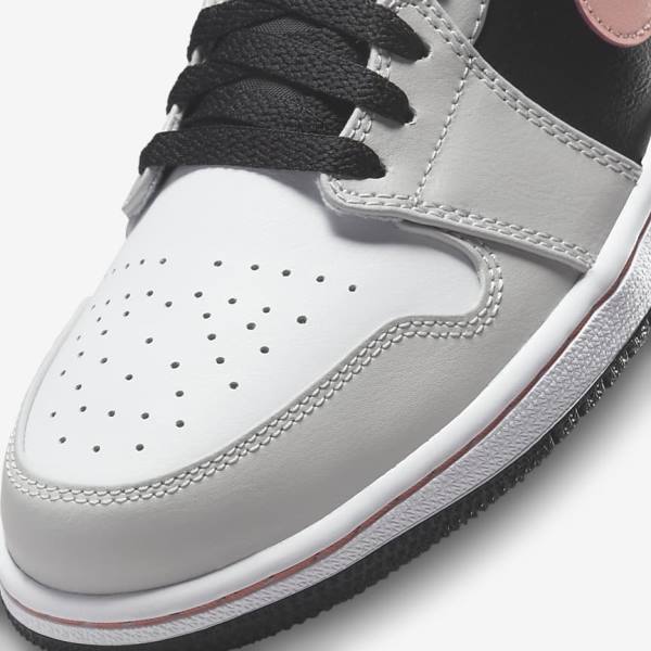 Trampki Męskie Nike Air Jordan 1 Low Czarne Szare Białe Koralowe | NK165VHU