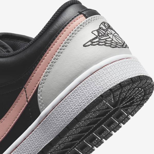 Trampki Męskie Nike Air Jordan 1 Low Czarne Szare Białe Koralowe | NK165VHU