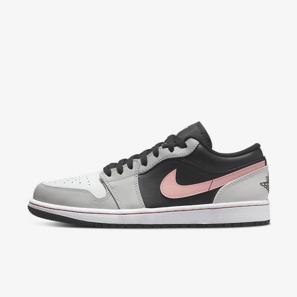 Trampki Męskie Nike Air Jordan 1 Low Czarne Szare Białe Koralowe | NK165VHU