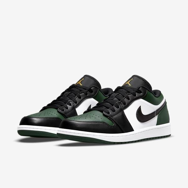 Trampki Męskie Nike Air Jordan 1 Low Zielone Białe Czarne | NK491ELF