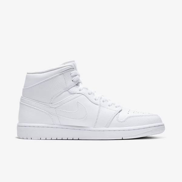 Trampki Męskie Nike Air Jordan 1 Mid Białe | NK396DCQ