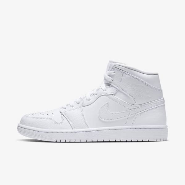 Trampki Męskie Nike Air Jordan 1 Mid Białe | NK396DCQ