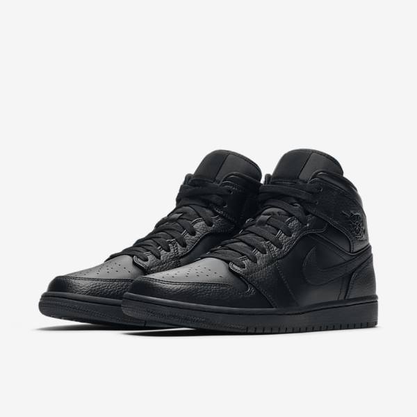 Trampki Męskie Nike Air Jordan 1 Mid Czarne | NK941OHZ