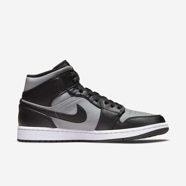 Trampki Męskie Nike Air Jordan 1 Mid Czarne Szare Białe Czerwone | NK975NFM