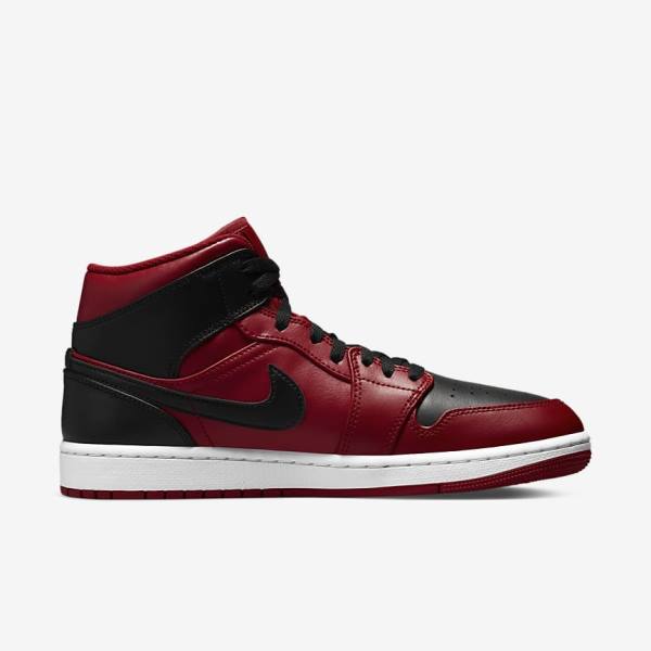 Trampki Męskie Nike Air Jordan 1 Mid Czerwone Białe Czarne | NK895BRK