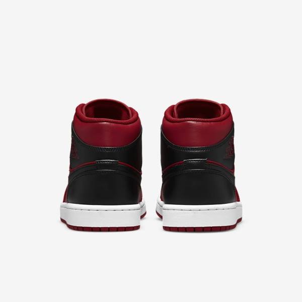 Trampki Męskie Nike Air Jordan 1 Mid Czerwone Białe Czarne | NK895BRK