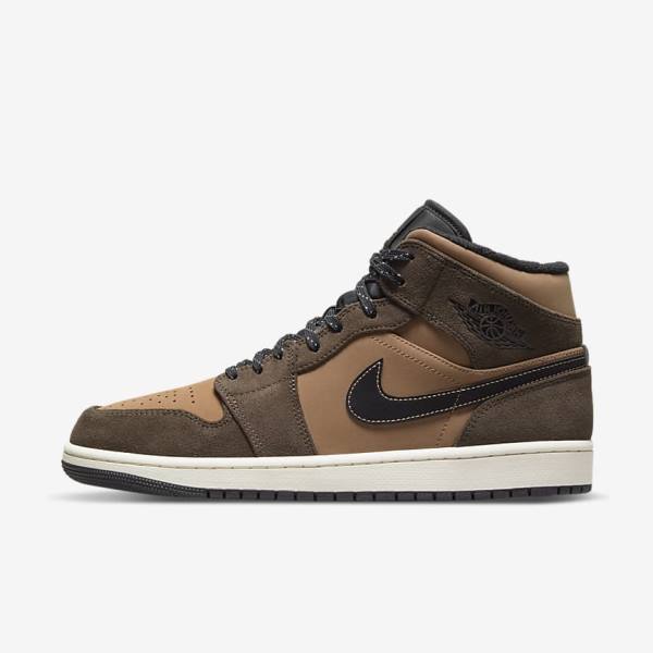 Trampki Męskie Nike Air Jordan 1 Mid SE Ciemny Czekolada Brązowe Czarne Czerwone | NK374XIS