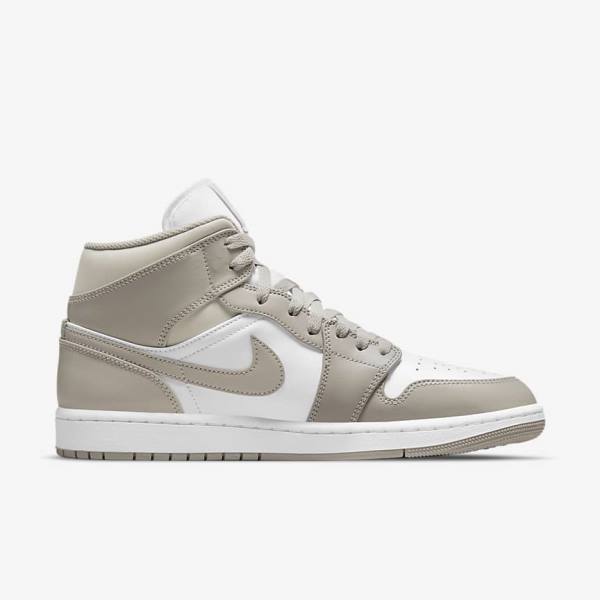 Trampki Męskie Nike Air Jordan 1 Mid Szare Białe Głęboka Beżowe | NK928FLI