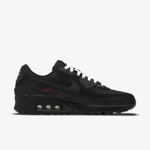 Trampki Męskie Nike Air Max 90 Czarne Czerwone Białe | NK493IKP