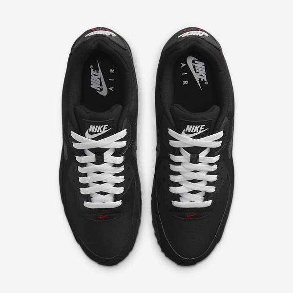 Trampki Męskie Nike Air Max 90 Czarne Czerwone Białe | NK493IKP