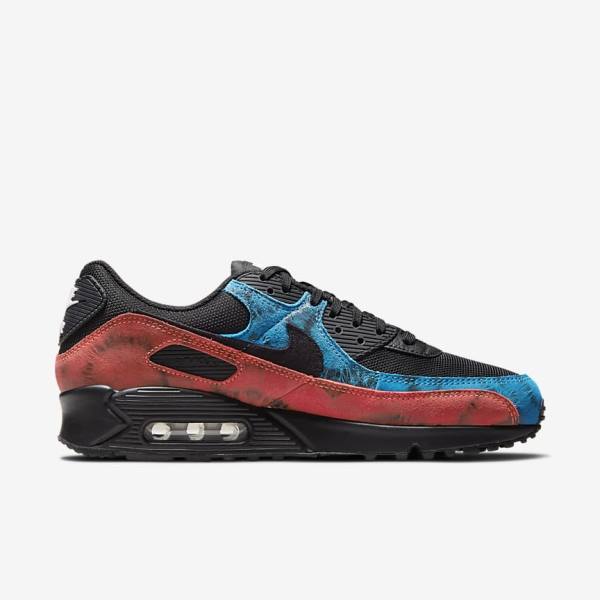 Trampki Męskie Nike Air Max 90 Czarne Niebieskie Czerwone Białe | NK351FVO