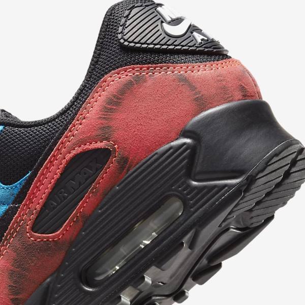 Trampki Męskie Nike Air Max 90 Czarne Niebieskie Czerwone Białe | NK351FVO