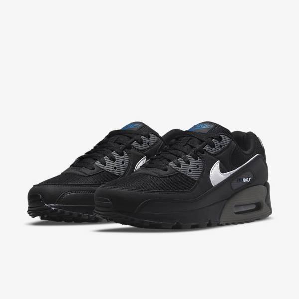 Trampki Męskie Nike Air Max 90 Czarne Szare Białe | NK295AOL