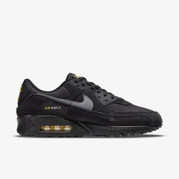 Trampki Męskie Nike Air Max 90 Czarne Żółte Metal Szare | NK582RAS