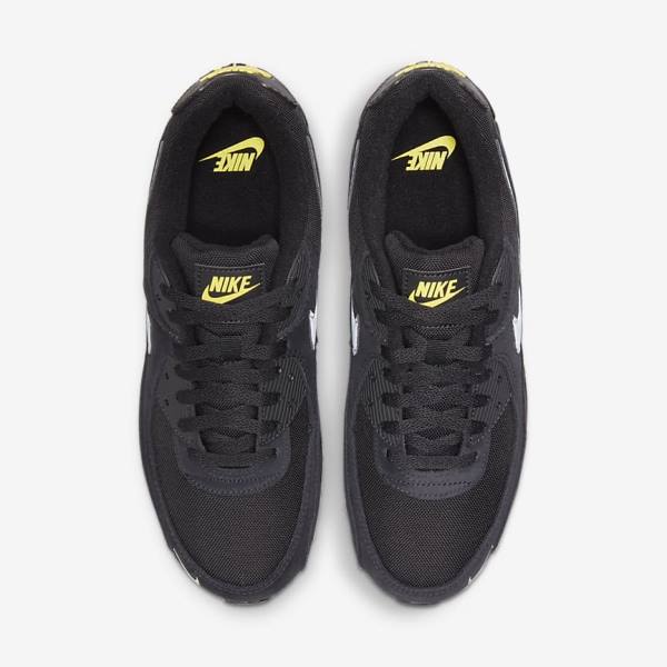 Trampki Męskie Nike Air Max 90 Czarne Żółte Metal Szare | NK582RAS