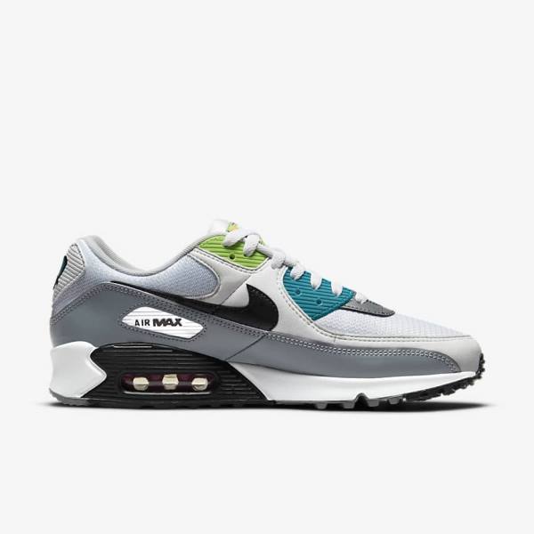 Trampki Męskie Nike Air Max 90 Premium Białe Szare Czarne | NK659KQL