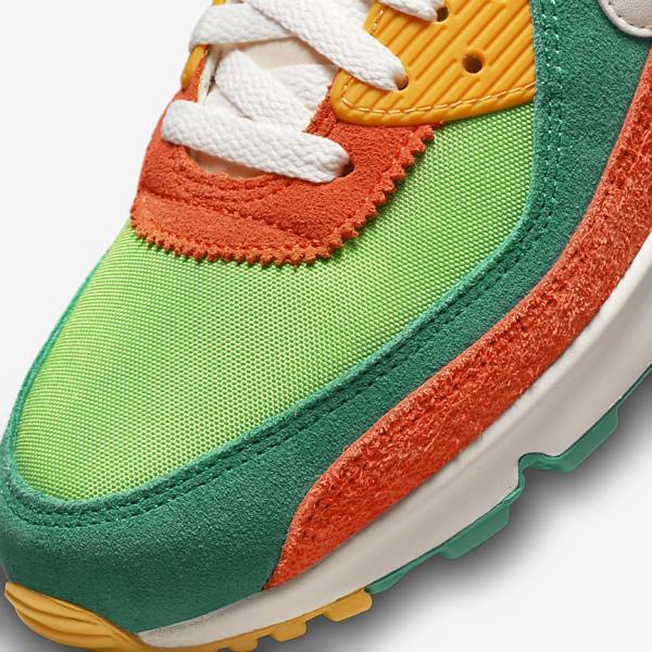 Trampki Męskie Nike Air Max 90 SE Zielone Pomarańczowe Zielone | NK809NUM