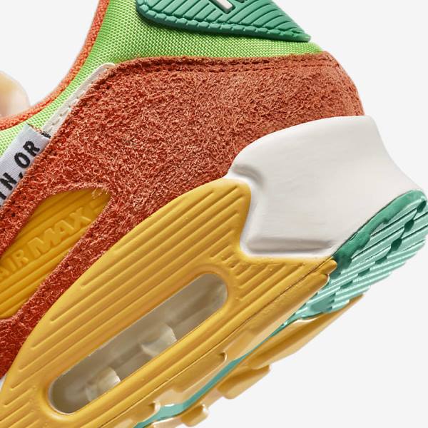 Trampki Męskie Nike Air Max 90 SE Zielone Pomarańczowe Zielone | NK809NUM